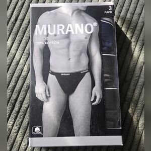 Murano Men's Black Cotton Thong 3 Pack
